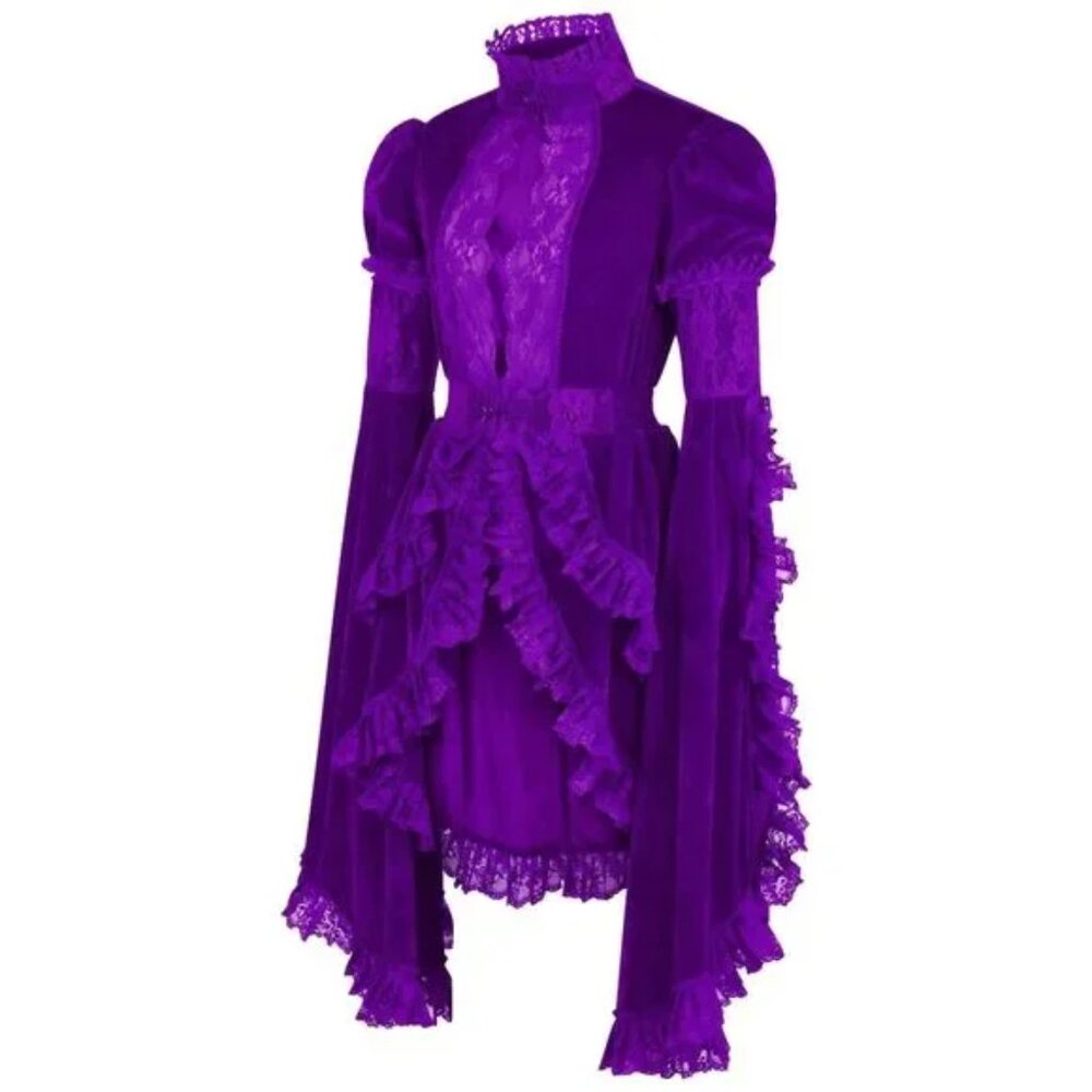 Purple Velvet & Lace Ruffled Jacket - Picture 6 of 7